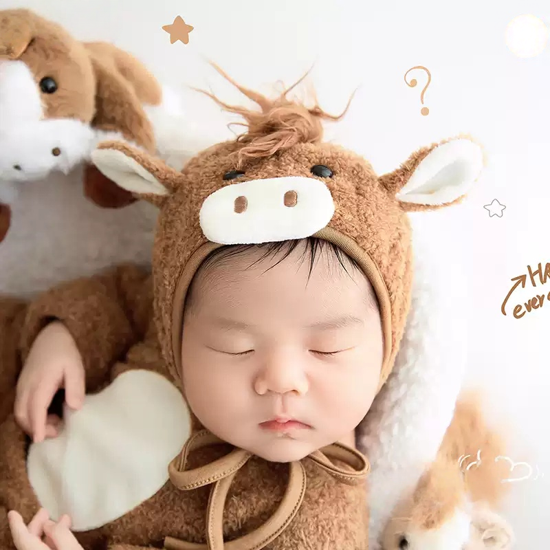 2026 Newborn Khaki Furry Horse Theme Set - Rustic Horse Newborn Photography Props - Image 5